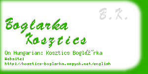 boglarka kosztics business card